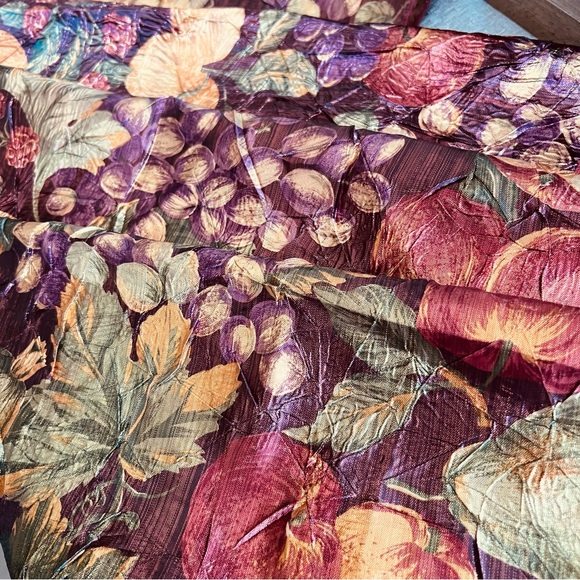 🍇 Set of 6 Vintage Fall Autumn Foiled Shiny Metallic Reusable Napkins - Picture 4 of 7